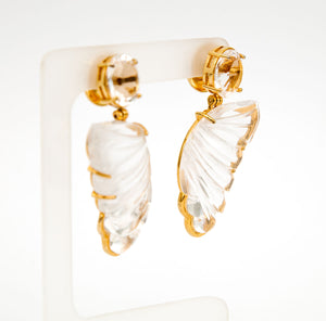 Brinco banhado a ouro 18k  asa de cristal de Rocha