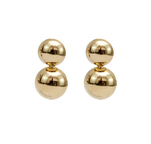 Brinco banhado a ouro 18k 2 meias bolas