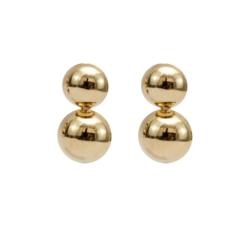 Brinco banhado a ouro 18k 2 meias bolas
