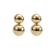 Brinco banhado a ouro 18k 2 meias bolas