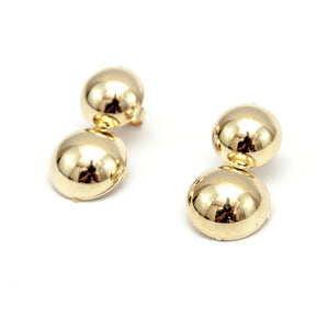 Brinco banhado a ouro 18k 2 meias bolas