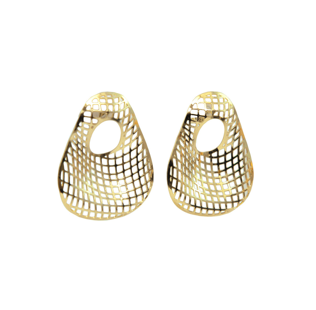 Brinco banho de ouro 18k orgânico vazado