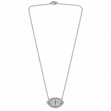 Carregar imagem no visualizador da galeria, Colar prata 925 com banho de ródio , navete em Moissanite com Moissanite em volta
