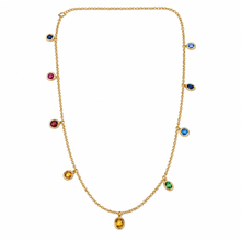 Carregar imagem no visualizador da galeria, Colar em prata 925 com banho de ouro 18k com Zirconias coloridas
