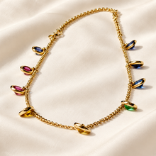 Carregar imagem no visualizador da galeria, Colar em prata 925 com banho de ouro 18k com Zirconias coloridas
