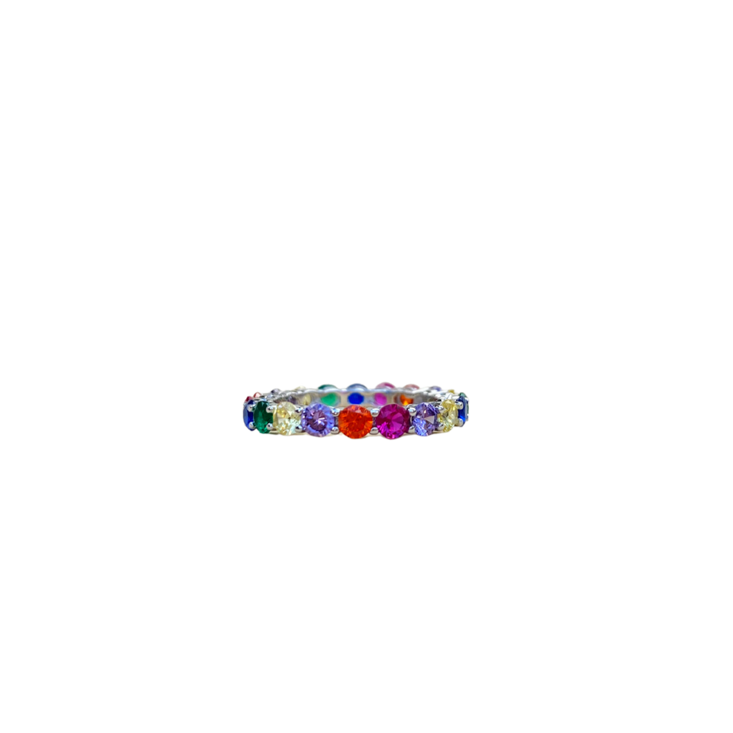 Aliança de Prata Rainbow Redonda